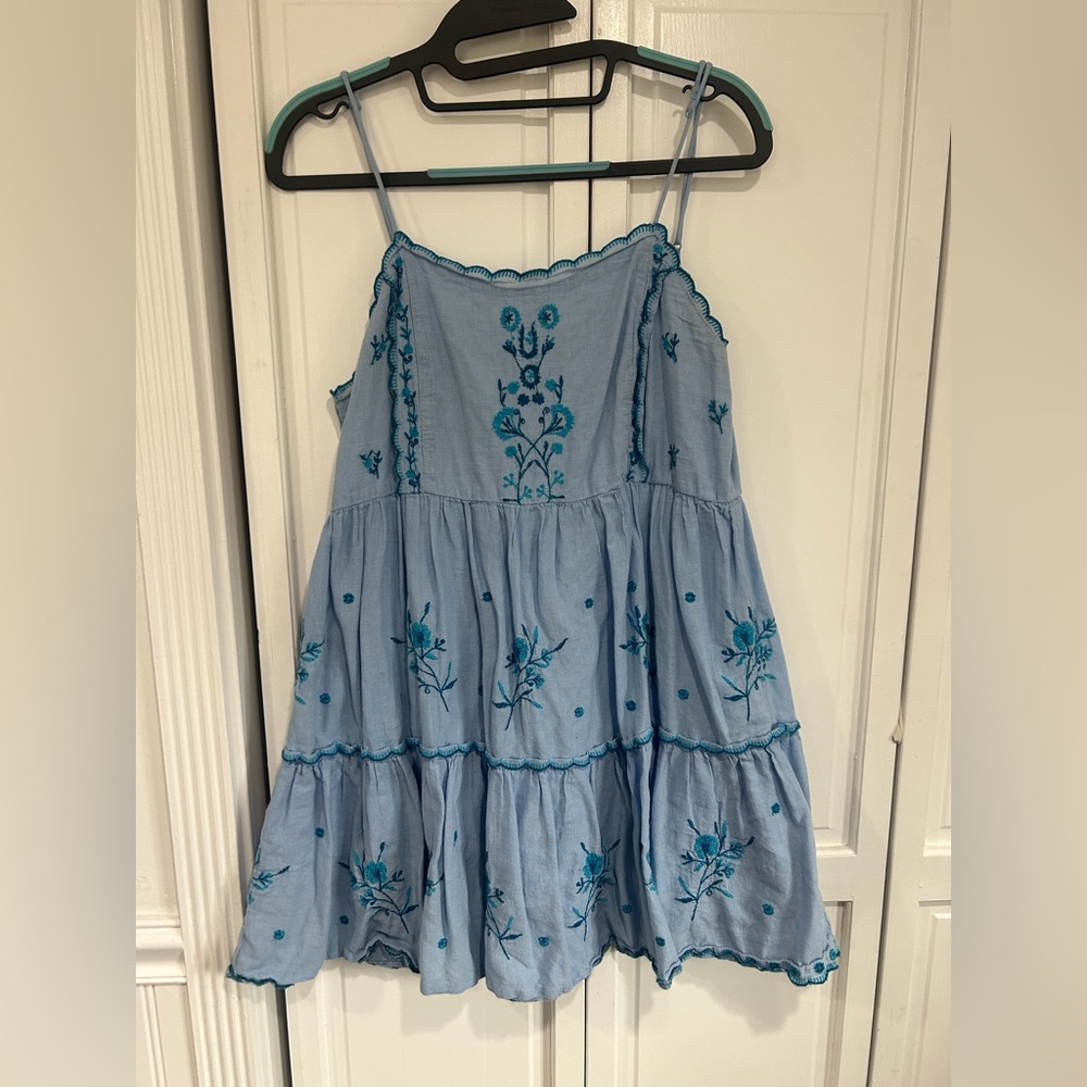 Urban Outfitters Blue Embroidered Dress